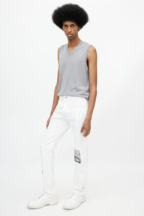 Mr. Saturday White 
Multicolour Mudd Club Patch Jeans