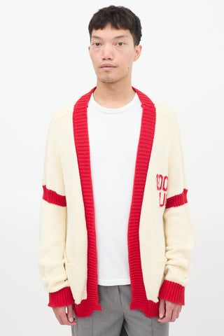 Mr. Saturday Cream 
Red Cotton Good Luck Cardigan