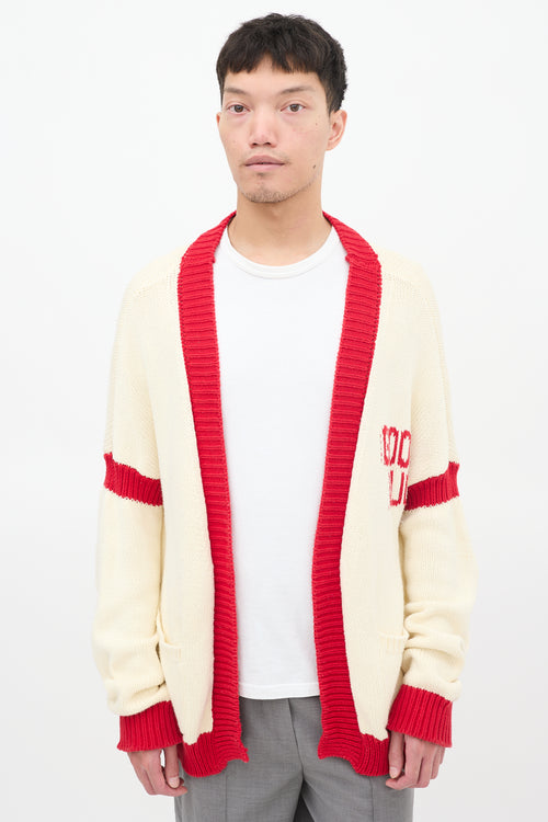 Mr. Saturday Cream 
Red Cotton Good Luck Cardigan