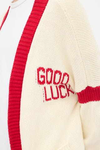 Mr. Saturday Cream 
Red Cotton Good Luck Cardigan