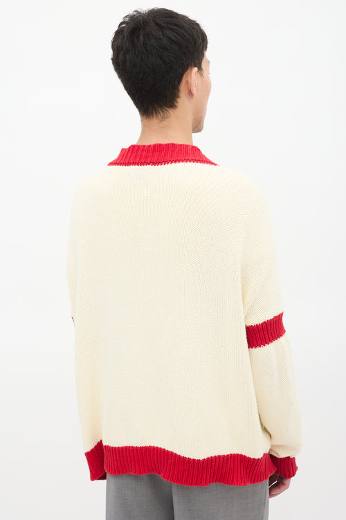 Mr. Saturday Cream 
Red Cotton Good Luck Cardigan