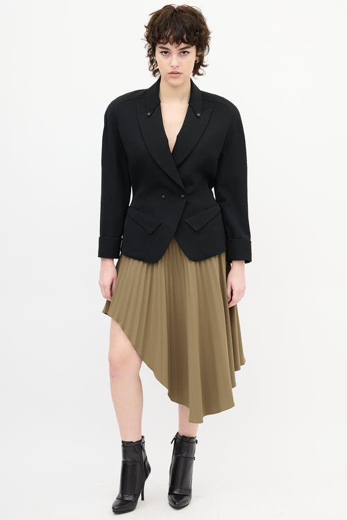 Mugler 1990s Black Wool Peak Lapel Blazer