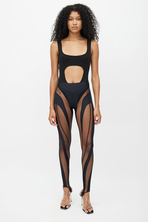 Mugler Black Spiral Mesh Legging