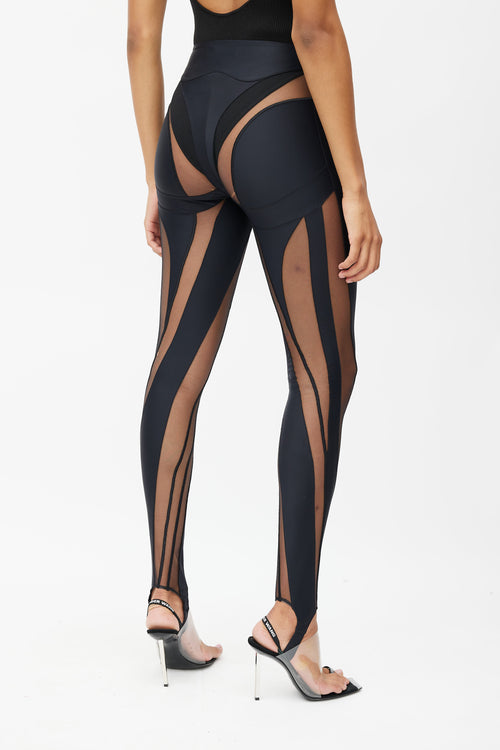 Mugler Black Spiral Mesh Legging