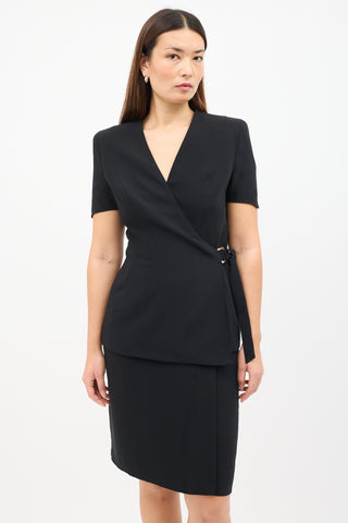 Mugler Vintage Black Asymmetrical Skirt Suit