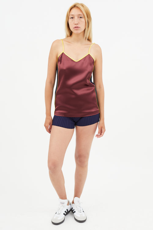 Mulberry Burgundy 
Multicolour Satin Tank