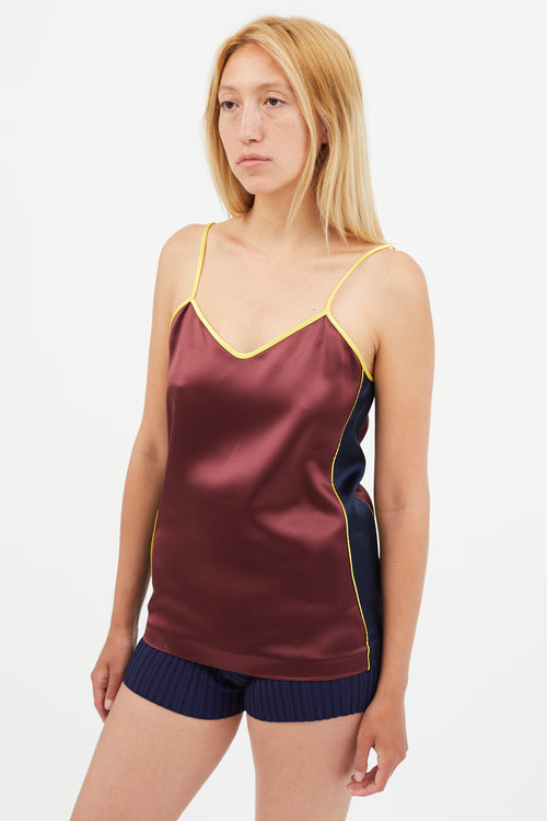 Mulberry Burgundy 
Multicolour Satin Tank