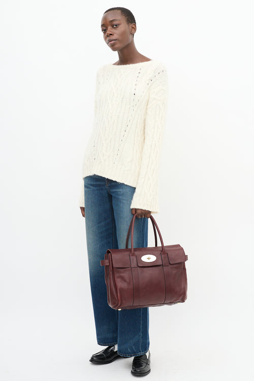 Mulberry Burgundy Pebbled Leather Baysweater Tote Bag