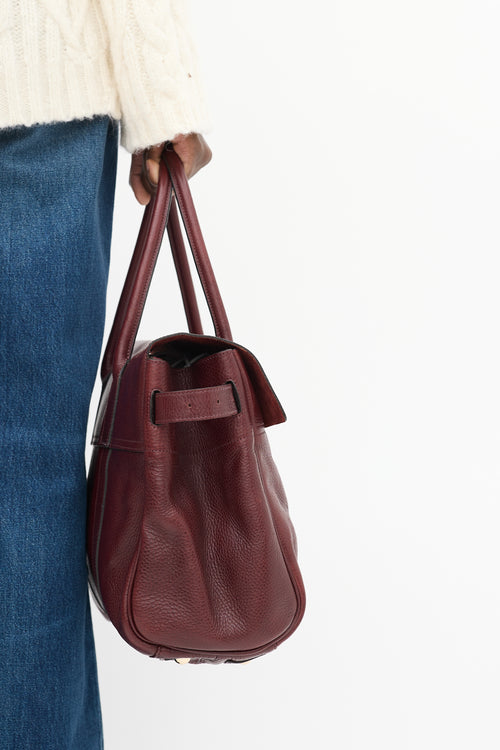 Mulberry Burgundy Pebbled Leather Baysweater Tote Bag