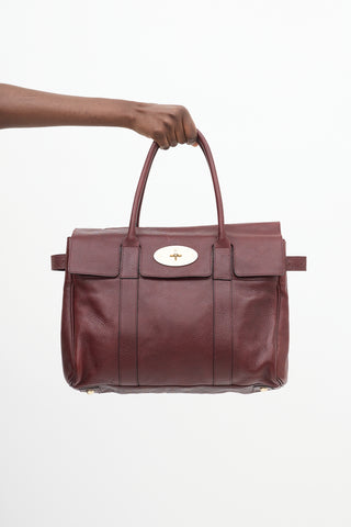 Mulberry Burgundy Pebbled Leather Baysweater Tote Bag