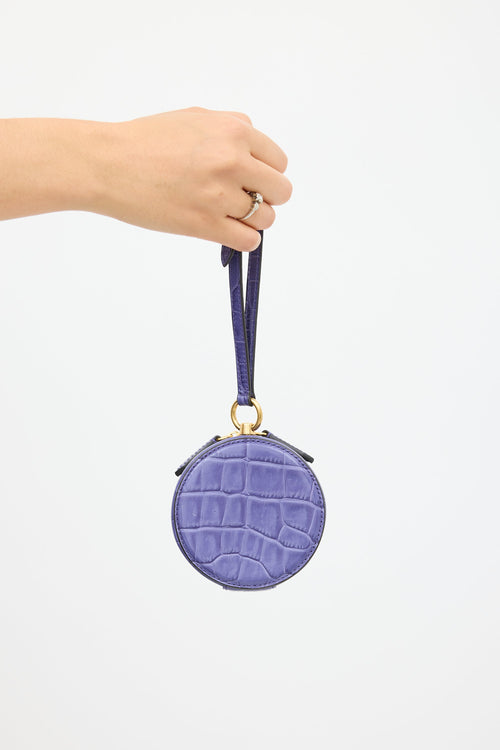 Mulberry Purple Embossed Leather Mini Trunk Wristlet