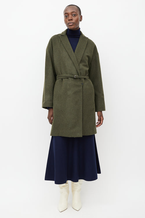 No°21 Green Wool Notched Shawl Collar Coat