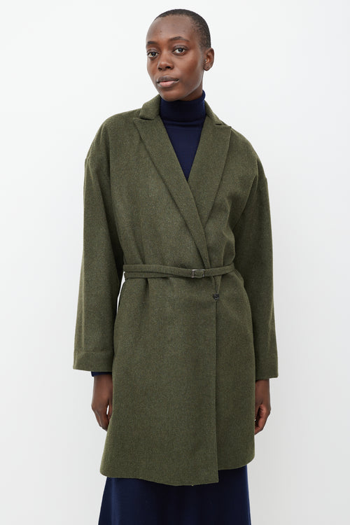 No°21 Green Wool Notched Shawl Collar Coat