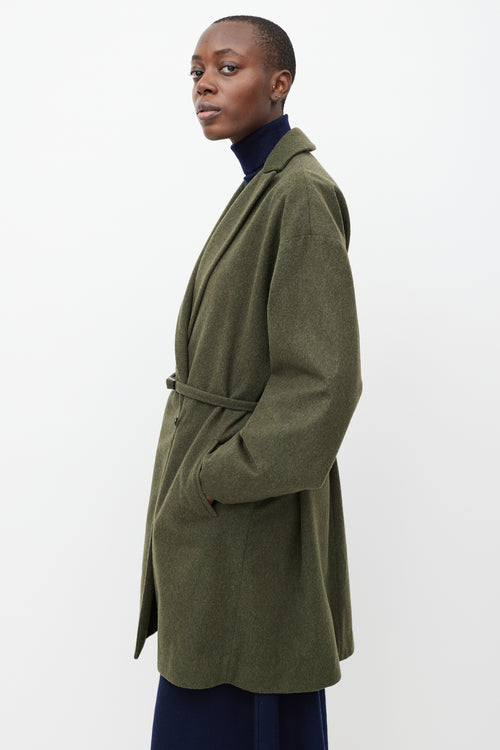 No°21 Green Wool Notched Shawl Collar Coat