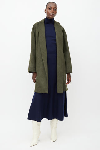 No°21 Green Wool Notched Shawl Collar Coat