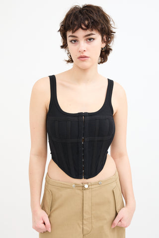 Dion Lee Black Ribbed Corset Top