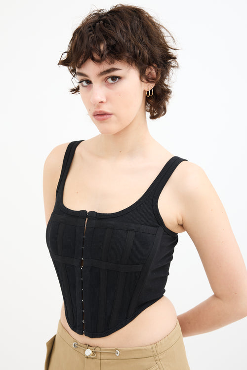 Dion Lee Black Ribbed Corset Top