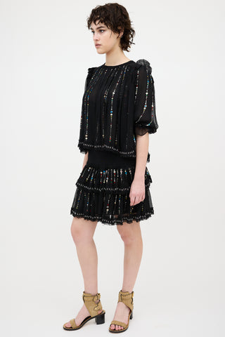 Isabel Marant Silk Sequin Embellished Skirt