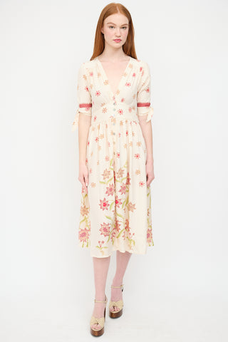 Natalie Martin Cream 
Multi Silk Floral Layla Dress