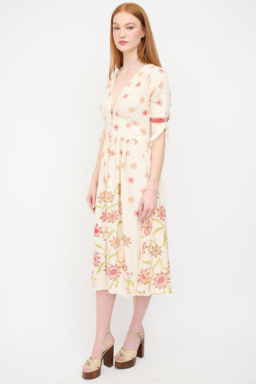 Natalie Martin Cream 
Multi Silk Floral Layla Dress