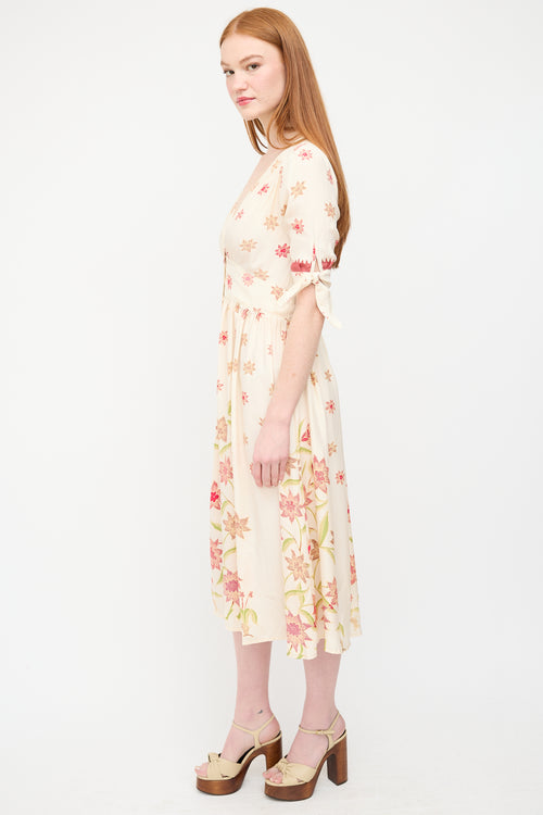 Natalie Martin Cream 
Multi Silk Floral Layla Dress