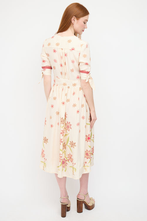 Natalie Martin Cream 
Multi Silk Floral Layla Dress