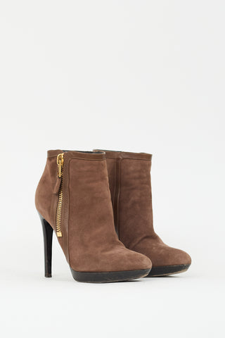 Tom Ford Brown Suede Zip Stiletto Boot