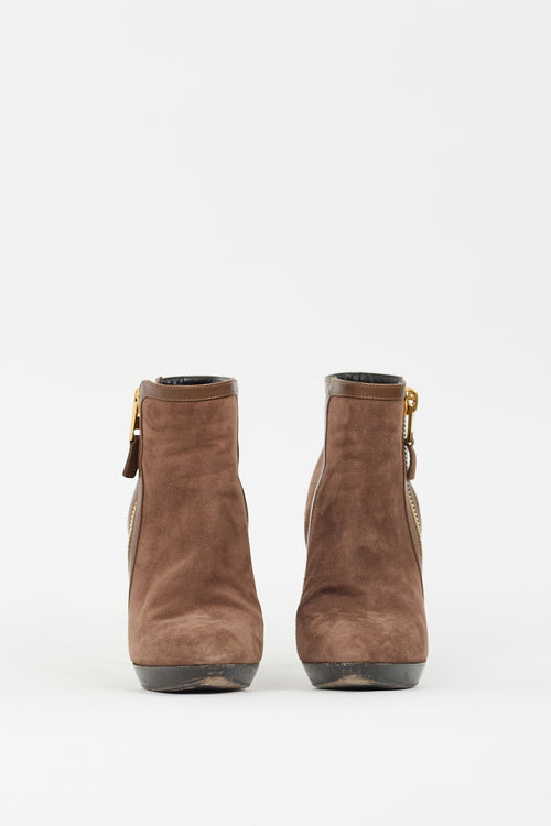 Tom Ford Brown Suede Zip Stiletto Boot