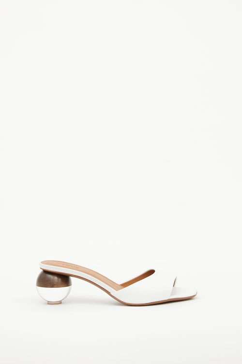 White Leather 
Sphere Heel Sandal Neous