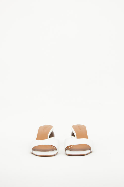 White Leather 
Sphere Heel Sandal Neous