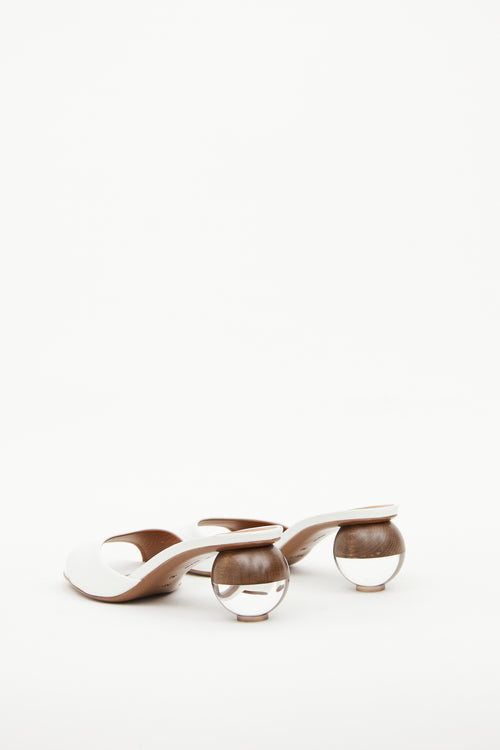 White Leather 
Sphere Heel Sandal Neous