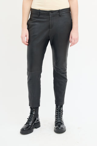 Nili Lotan Black Leather Cropped Skinny Trouser