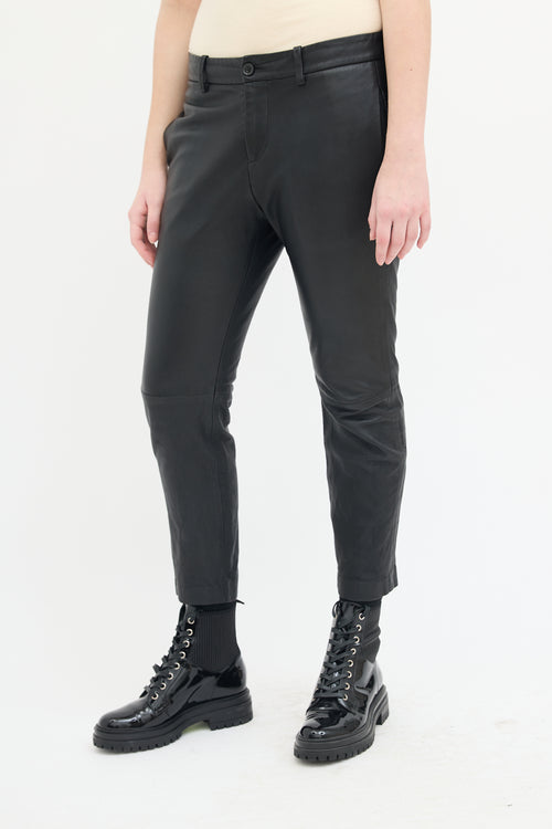 Nili Lotan Black Leather Cropped Skinny Trouser