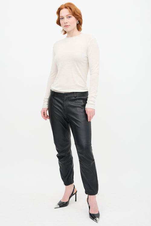 Nili Lotan Black Leather Zip Trouser