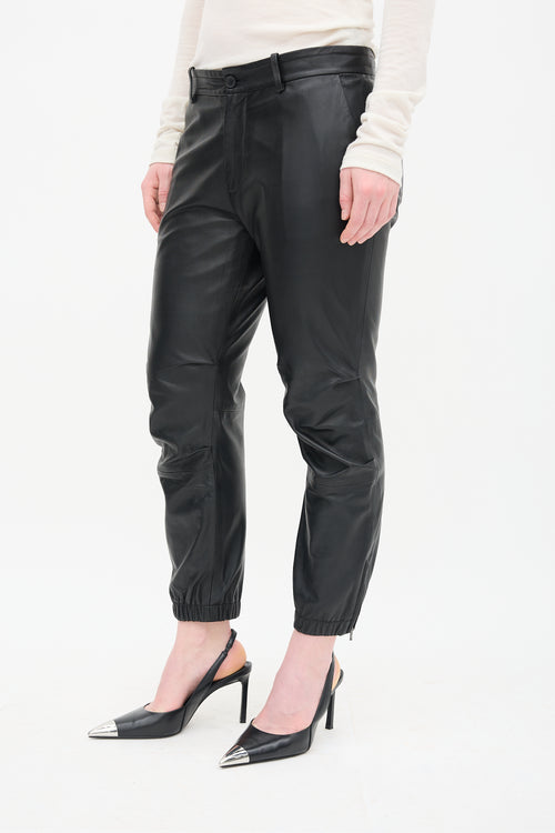 Nili Lotan Black Leather Zip Trouser