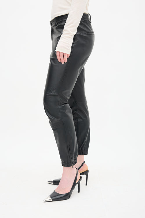 Nili Lotan Black Leather Zip Trouser