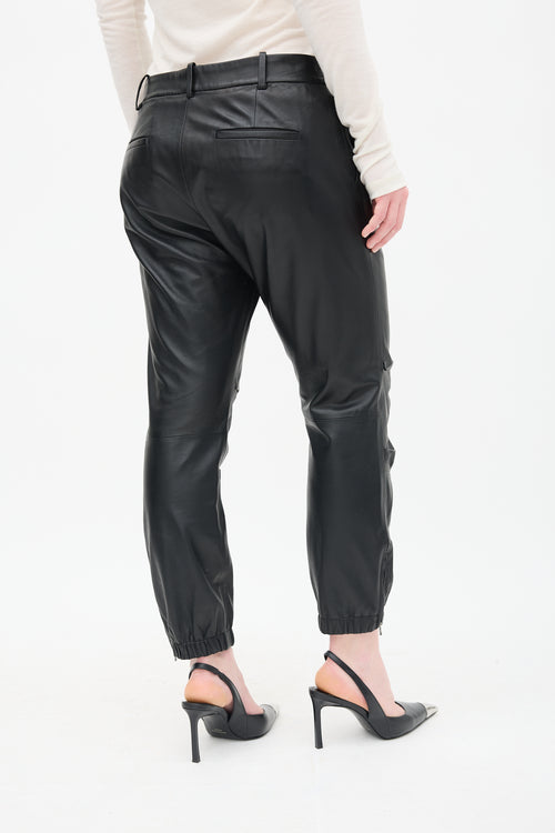 Nili Lotan Black Leather Zip Trouser