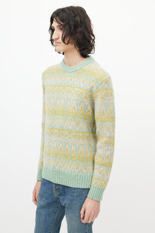 NN08 Green 
Multicolour Wool Knit Sweater