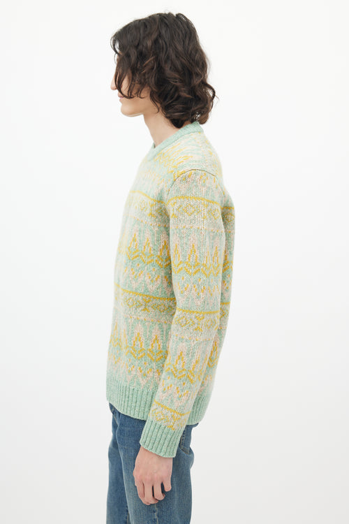 NN09 Green 
Multicolour Wool Knit Sweater