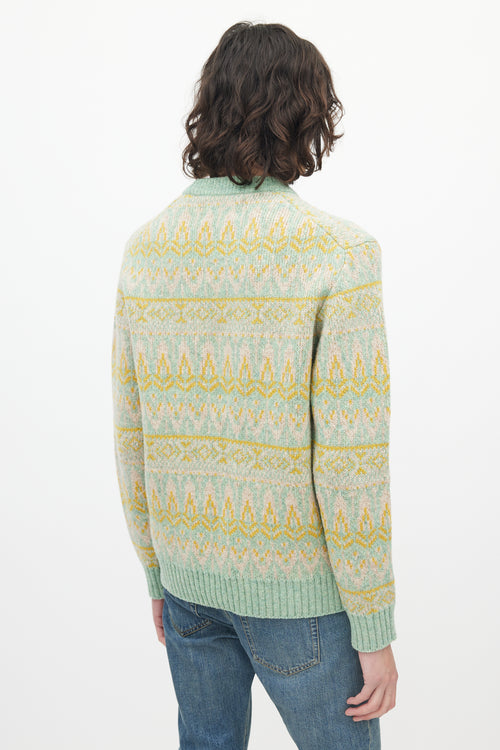 NN10 Green 
Multicolour Wool Knit Sweater