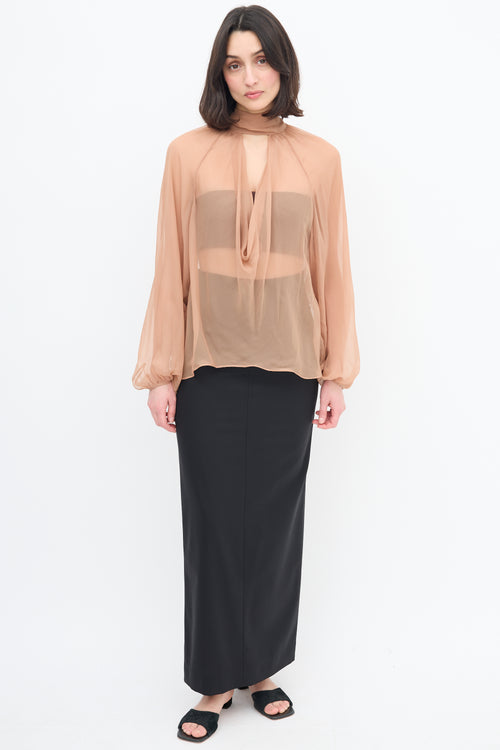 N°22 Beige Sheer Cut Out Blouse