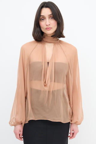 N°21 Beige Sheer Cut Out Blouse