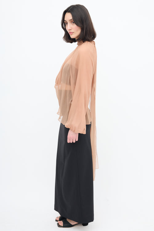 N°24 Beige Sheer Cut Out Blouse