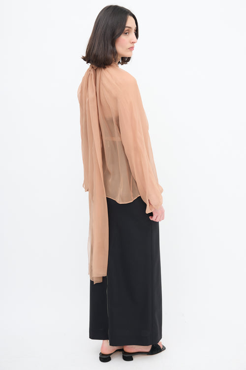 N°25 Beige Sheer Cut Out Blouse