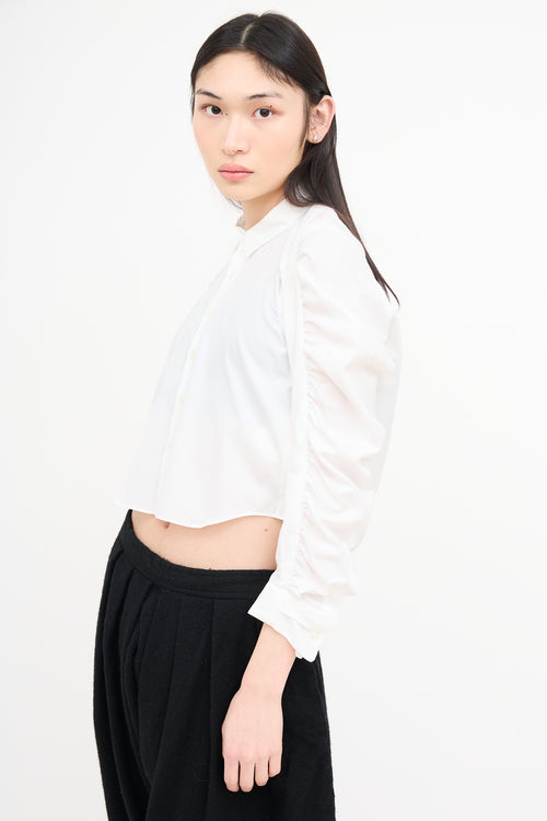 Noir Kei Ninomiya White Gathered High Low Shirt