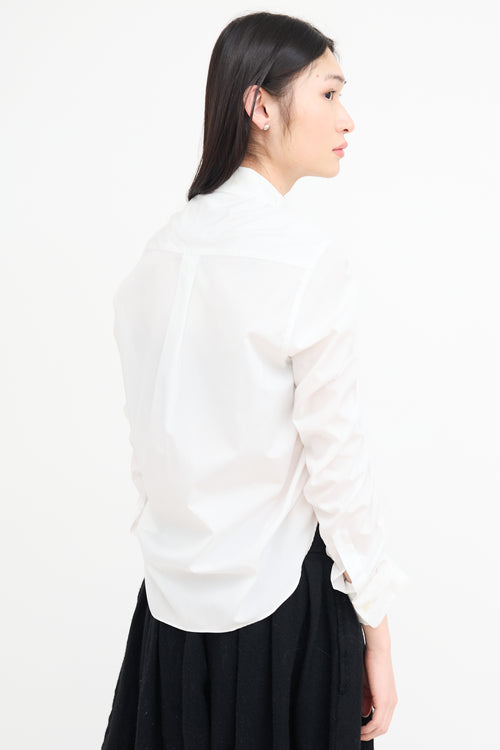 Noir Kei Ninomiya White Gathered High Low Shirt