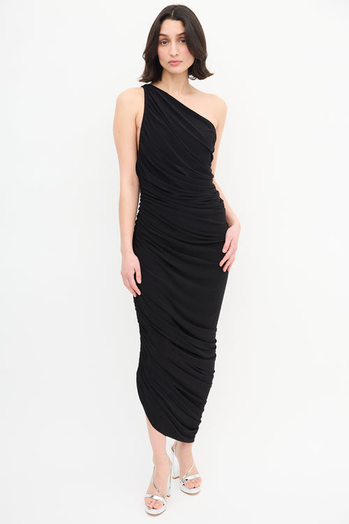 Norma Kamali Black Ruched Diana Dress