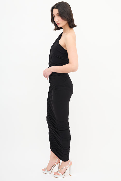 Norma Kamali Black Ruched Diana Dress