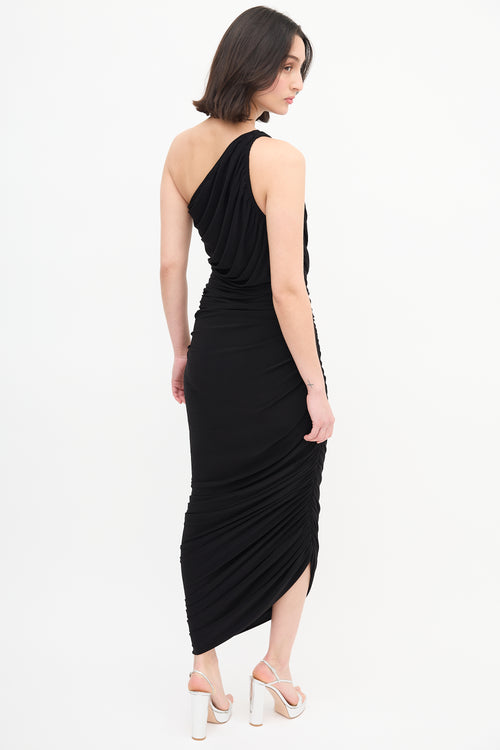 Norma Kamali Black Ruched Diana Dress