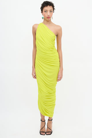 Norma Kamali Yellow Ruched Diana Dress